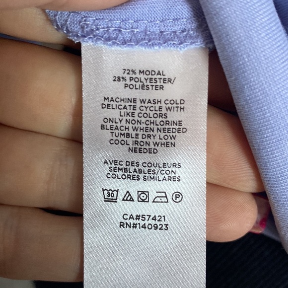 LOFT Women’s V-Neck Faux Wrap Top Pale Blue sz L NWT - Picture 7 of 7